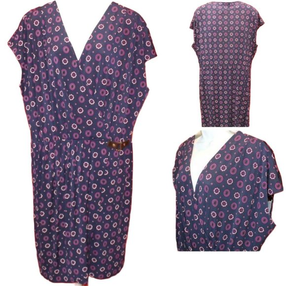 MICHAEL Michael Kors Dresses & Skirts - NWT Michael Kors Women's Size 3X Blue Multicolor Faux Wrap Dress Strap Ring